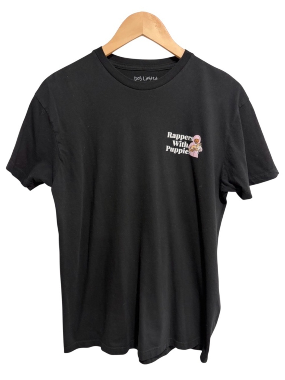 Dog Limited Black 'Rappers With Puppies' Graphic Short Sleeve Tee Large